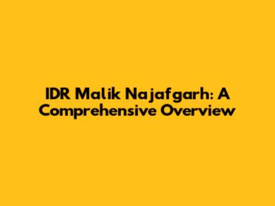 IDR Malik Najafgarh: A Comprehensive Overview