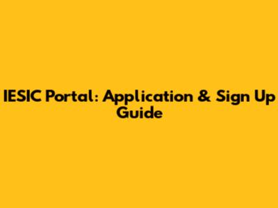 IESIC Portal: Application & Sign Up Guide