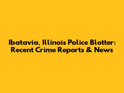 Ibatavia, Illinois Police Blotter: Recent Crime Reports & News