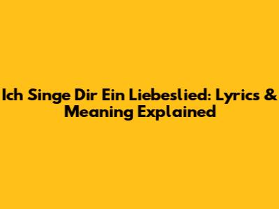 Ich Singe Dir Ein Liebeslied: Lyrics & Meaning Explained