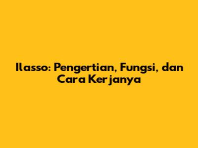 Ilasso: Pengertian, Fungsi, dan Cara Kerjanya