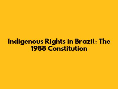 Indigenous Rights in Brazil: The 1988 Constitution