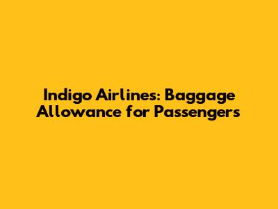 Indigo Airlines: Baggage Allowance for Passengers
