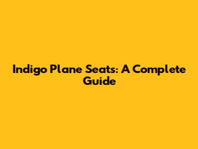 Indigo Plane Seats: A Complete Guide