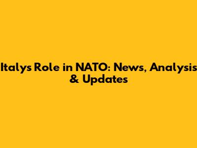 Italy's Role in NATO: News, Analysis & Updates