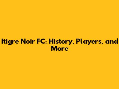 Itigre Noir FC: History, Players, and More