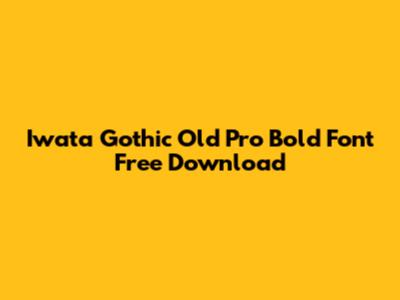 Iwata Gothic Old Pro Bold Font Free Download