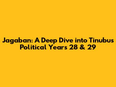 Jagaban: A Deep Dive into Tinubu's Political Years 28 & 29