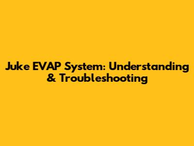 Juke EVAP System: Understanding & Troubleshooting