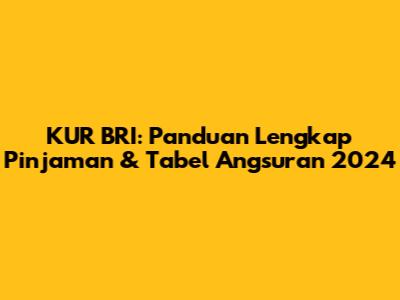 KUR BRI: Panduan Lengkap Pinjaman & Tabel Angsuran 2024