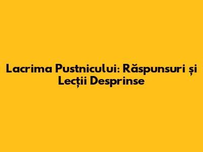Lacrima Pustnicului: Răspunsuri și Lecții Desprinse