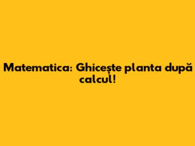 Matematica: Ghicește planta după calcul!