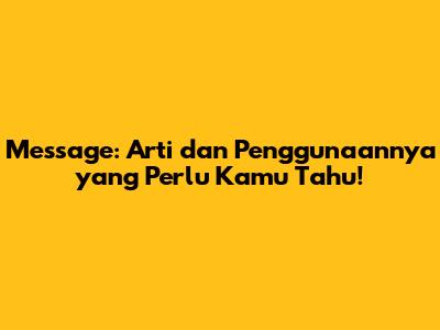 Message: Arti dan Penggunaannya yang Perlu Kamu Tahu!