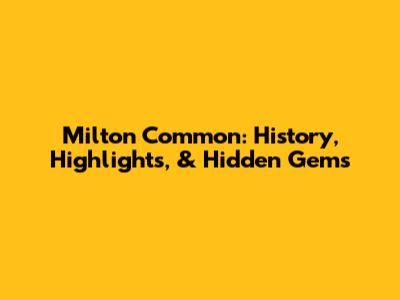 Milton Common: History, Highlights, & Hidden Gems