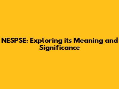 NESPSE: Exploring its Meaning and Significance