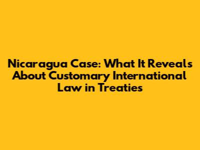 Nicaragua Case: What It Reveals About Customary International Law in Treaties