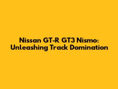 Nissan GT-R GT3 Nismo: Unleashing Track Domination