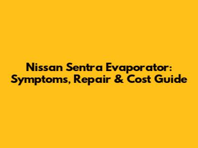 Nissan Sentra Evaporator: Symptoms, Repair & Cost Guide