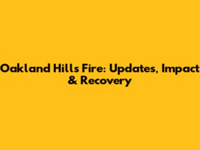 Oakland Hills Fire: Updates, Impact & Recovery