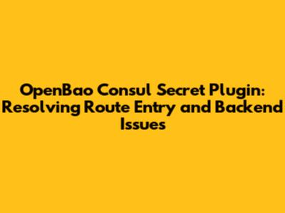 OpenBao Consul Secret Plugin: Resolving Route Entry and Backend Issues