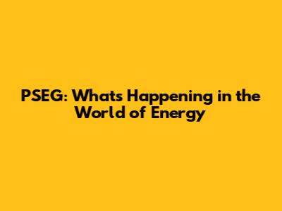 PSEG: What's Happening in the World of Energy