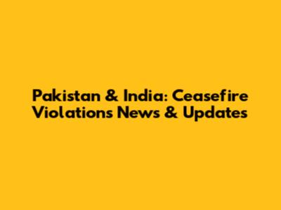 Pakistan & India: Ceasefire Violations News & Updates
