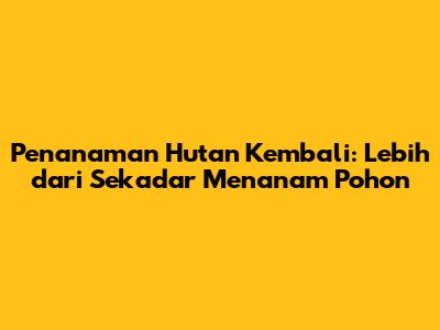 Penanaman Hutan Kembali: Lebih dari Sekadar Menanam Pohon