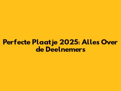Perfecte Plaatje 2025: Alles Over de Deelnemers