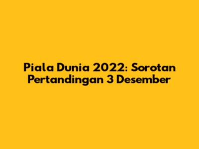 Piala Dunia 2022: Sorotan Pertandingan 3 Desember