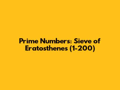 Prime Numbers: Sieve of Eratosthenes (1-200)