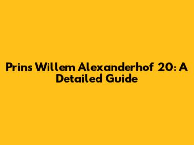 Prins Willem Alexanderhof 20: A Detailed Guide