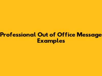 Professional Out of Office Message Examples