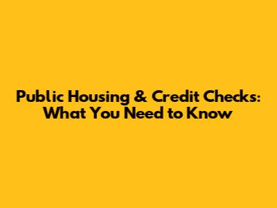 Public Housing & Credit Checks: What You Need to Know