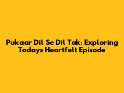 Pukaar Dil Se Dil Tak: Exploring Today's Heartfelt Episode