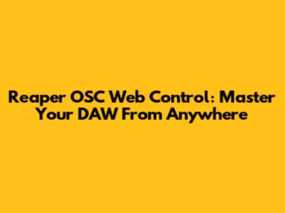 Reaper OSC Web Control: Master Your DAW From Anywhere
