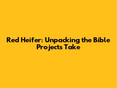 Red Heifer: Unpacking the Bible Project's Take