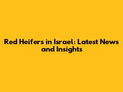 Red Heifers in Israel: Latest News and Insights
