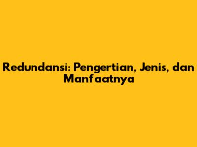 Redundansi: Pengertian, Jenis, dan Manfaatnya