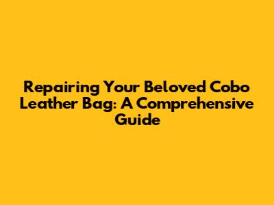 Repairing Your Beloved Cobo Leather Bag: A Comprehensive Guide
