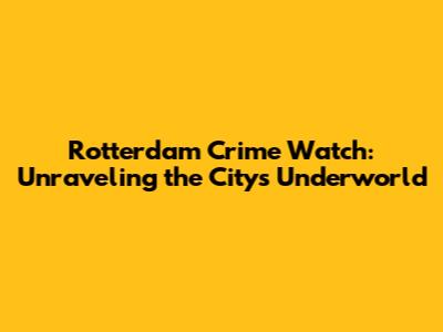 Rotterdam Crime Watch: Unraveling the City's Underworld