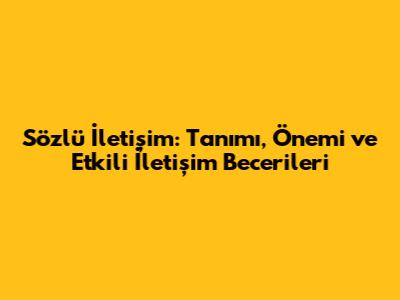 Sözlü İletişim: Tanımı, Önemi ve Etkili İletişim Becerileri