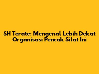 SH Terate: Mengenal Lebih Dekat Organisasi Pencak Silat Ini