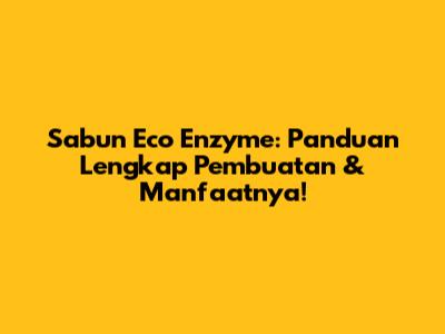 Sabun Eco Enzyme: Panduan Lengkap Pembuatan & Manfaatnya!