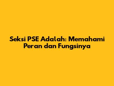 Seksi PSE Adalah: Memahami Peran dan Fungsinya