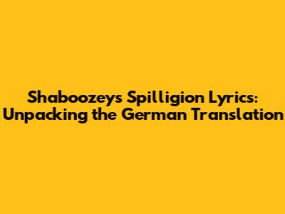Shaboozey's 'Spilligion' Lyrics: Unpacking the German Translation
