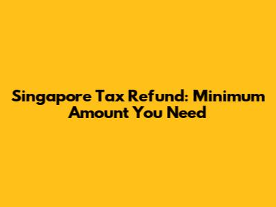 Singapore Tax Refund: Minimum Amount You Need
