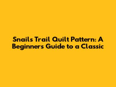Snails Trail Quilt Pattern: A Beginner's Guide to a Classic