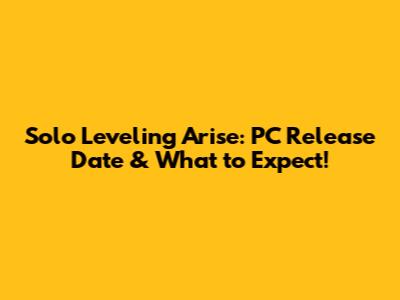 Solo Leveling Arise: PC Release Date & What to Expect!
