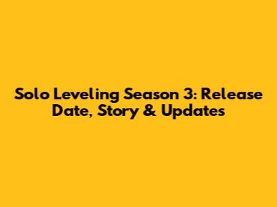 Solo Leveling Season 3: Release Date, Story & Updates