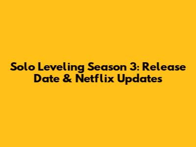 Solo Leveling Season 3: Release Date & Netflix Updates